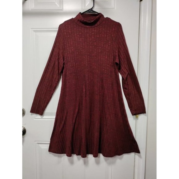 Ivanka Trump Long Sleeve Mock Neck Sweater Dress Burgundy Women's L - Picture 3 of 11